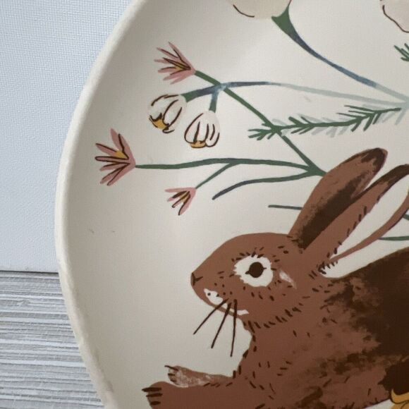 Target Threshold Bunny Rabbit Flowers Melamine Salad Plate Brown 8 5/8" 2021 - Picture 5 of 6